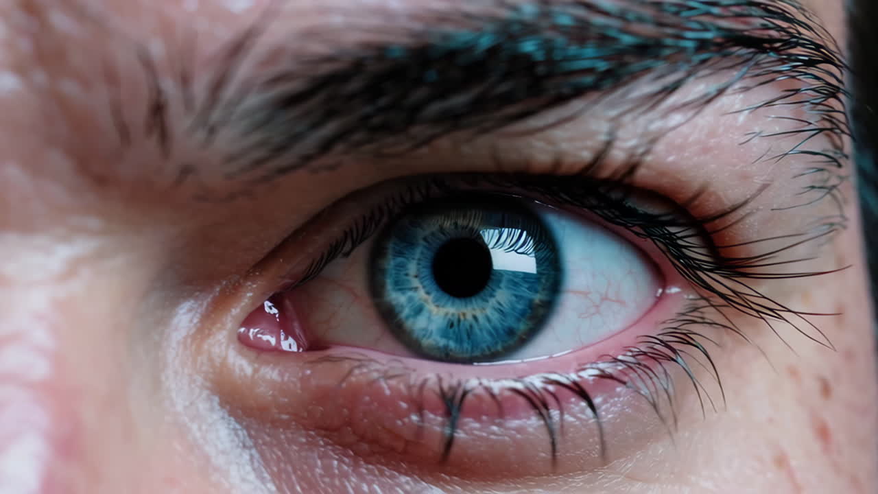 primer plano de un ojo azul