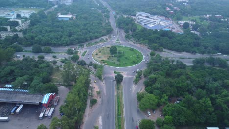 aerial view of a roundabout in india