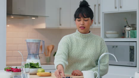 Salud,-Batido-Y-Comida-Saludable-De-Una-Mujer