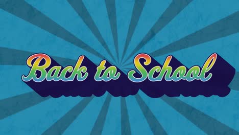 Animation-of-back-to-school-text-banner-against-radial-rays-in-seamless-pattern-on-blue-background