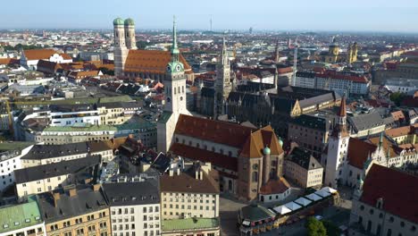 aerial pullback reveals munich's old town