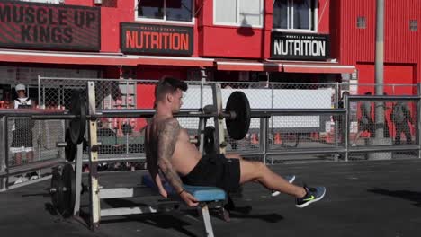 muscle beach california abs work out close up