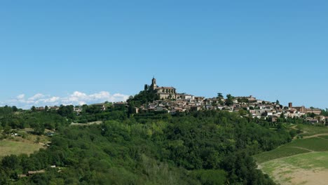 rosignano monferrato in italy. aerial rising view