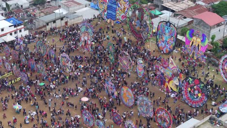 Wide-shot-of-Sumpango-Kites-Event-2023-at-Guatemala,-aerial