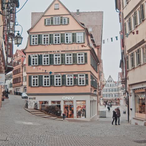 a small german town. streets with old architeckture in germany.