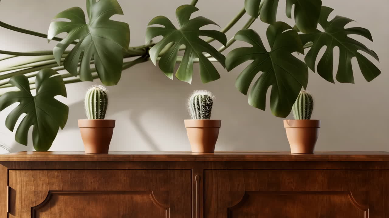 Cactus and Monstera Plant Arrangement