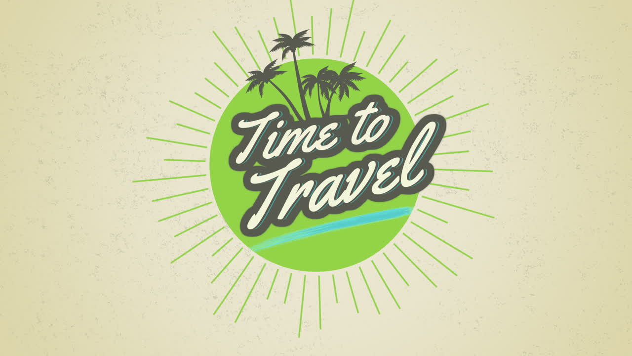 hora de viajar con sol y palmeras al atardecer