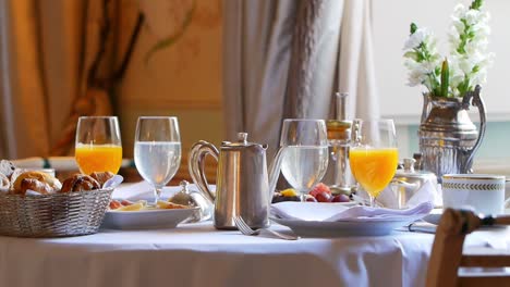luxury breakfast in historic hotel