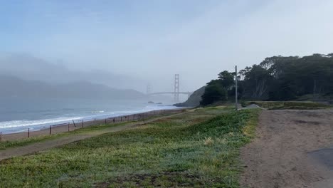 4k golden gate bridge wide shot san francisco california beach