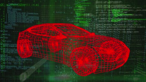 animación de un proyecto de automóviles sobre procesamiento de datos en espacios verdes