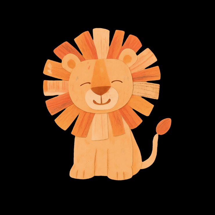 Cute illustrated lion art animation isolated asset, transparent 4K video, alpha channel, ProRes 4444