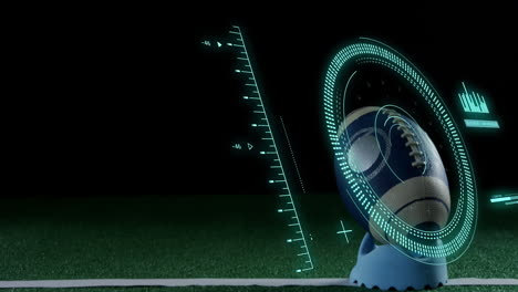 animation of scope scanning and data processing over rugby ball