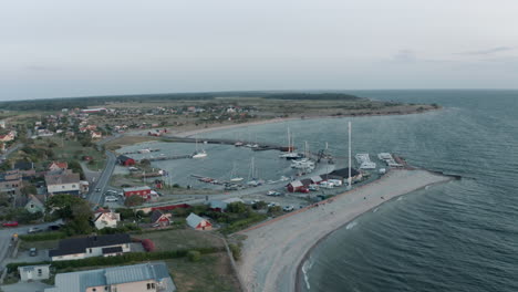 Seatown-,-Sandvik-Öland-Sweden-,-push-in-drone-shot