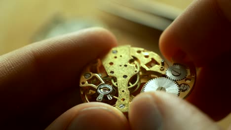 watchmaker is repairing the wristwatch, mechanical watch