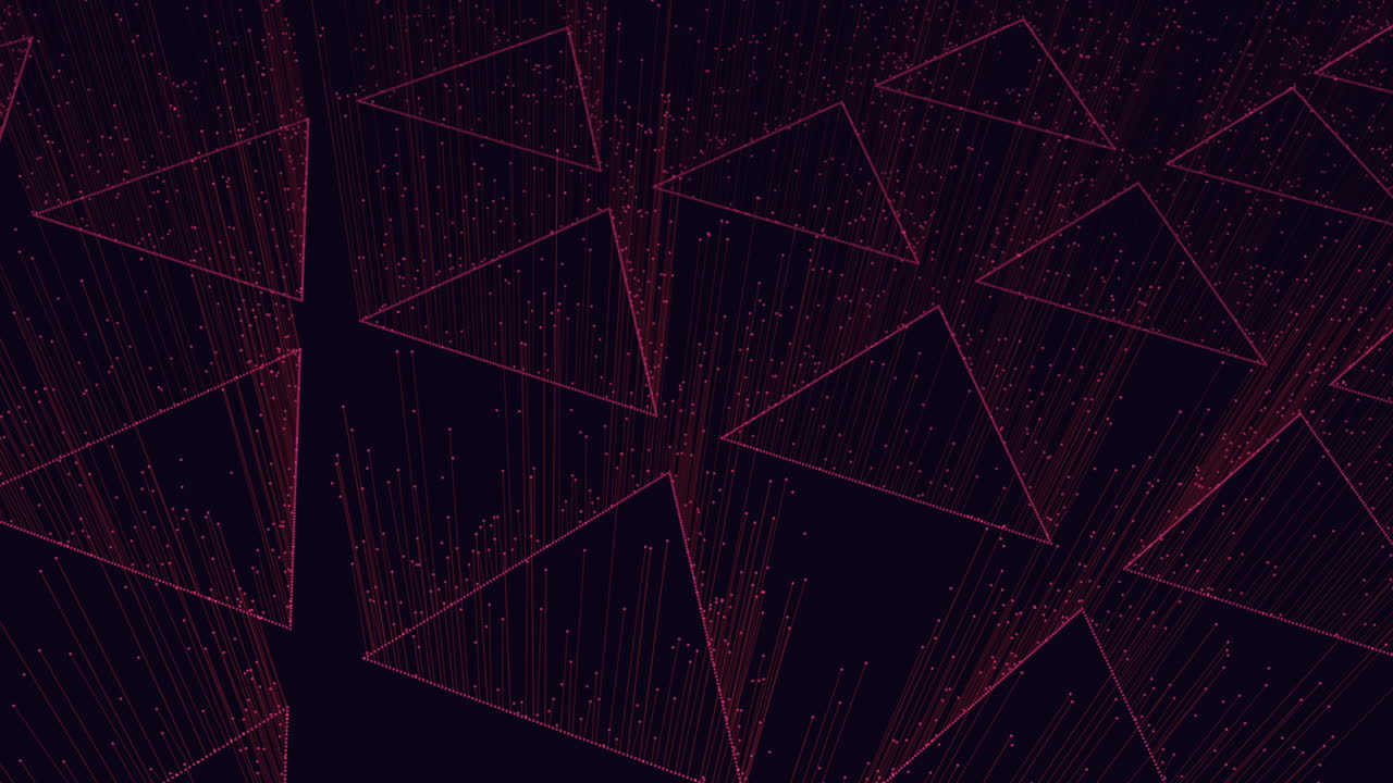 Geometric pattern of red triangles on black background in digital art