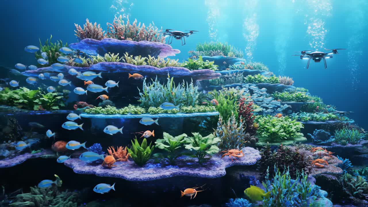 Underwater Coral Reef with Drones