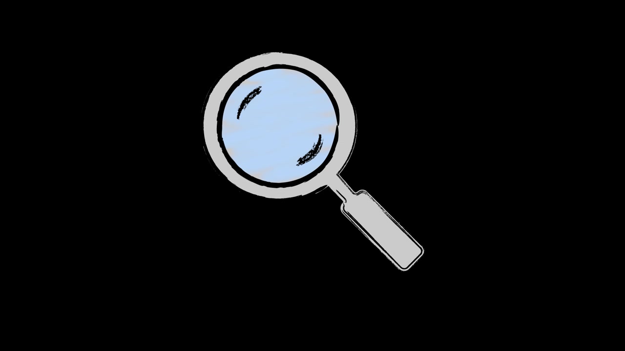 Hand-Drawn Magnifying Glass Search Icon on Black Background