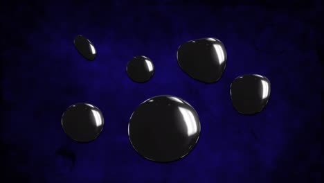 Digital-animation-of-multiple-black-water-drops-against-textured-blue-background