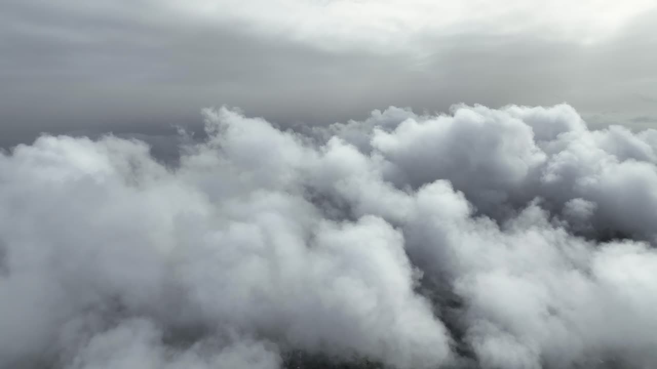 Flying over the white clouds
