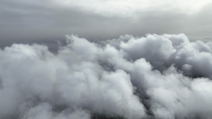 Flying over the white clouds