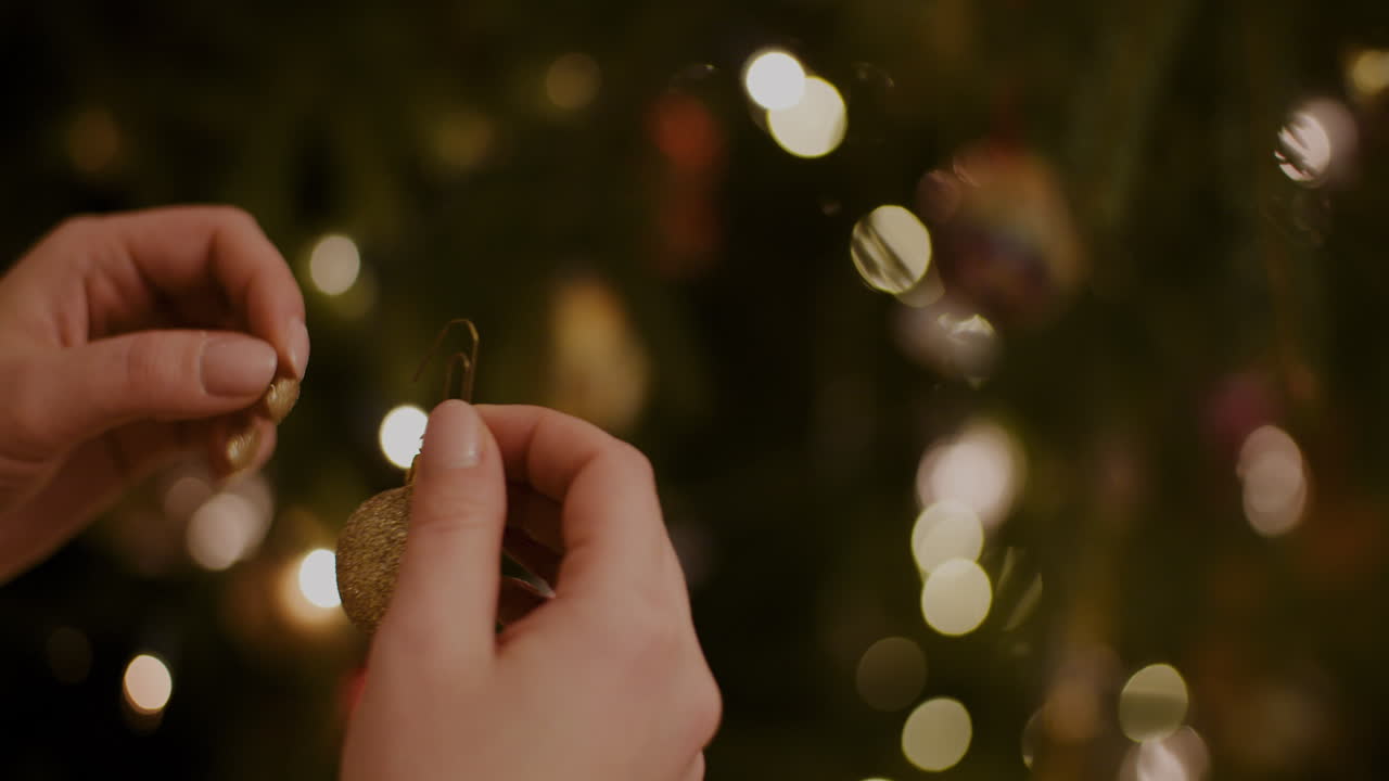 집에서 크리스마스 트리를 장식하는 젊은 여성