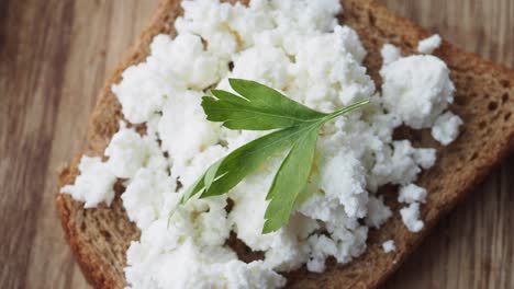 cottage cheese on toast with parsley