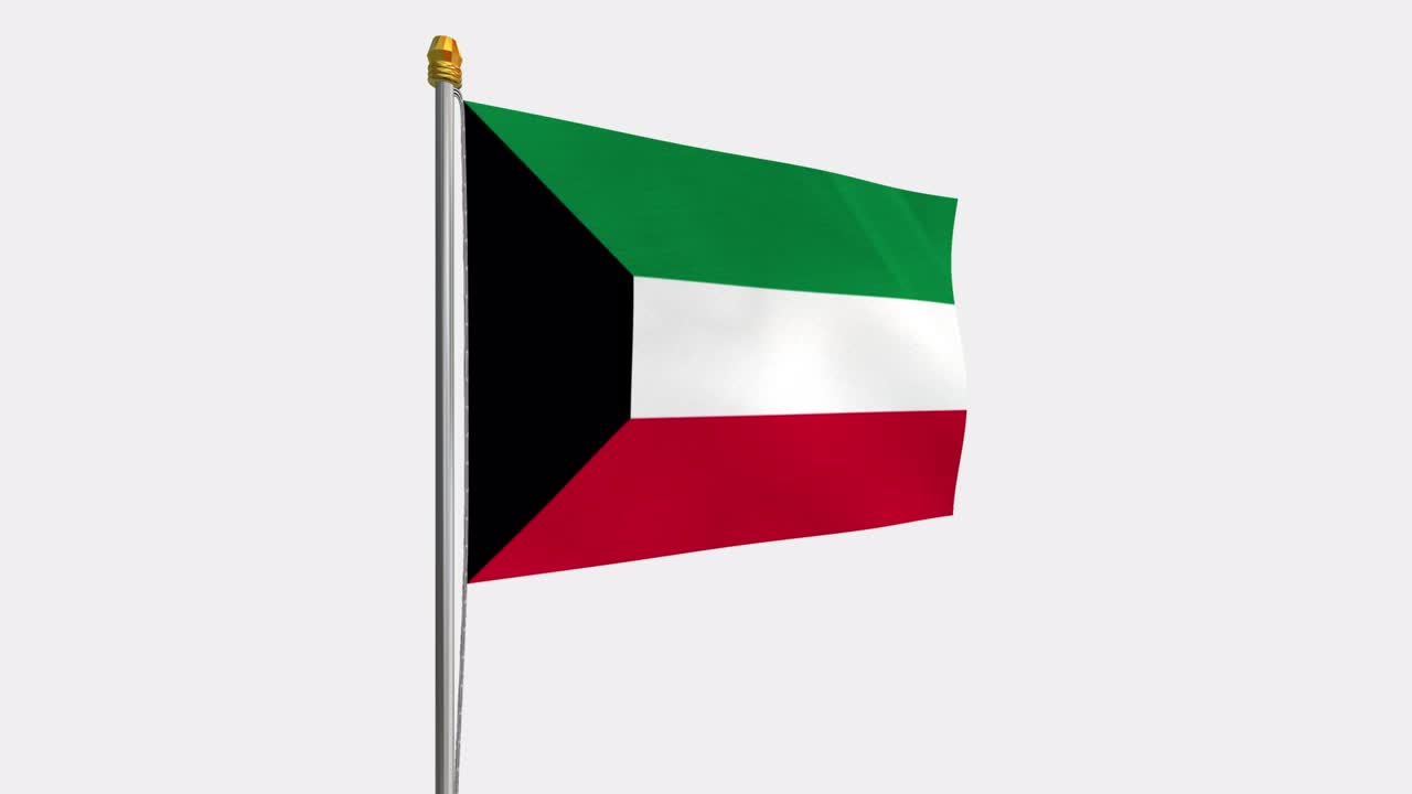 video de bucle de la bandera de kuwait revoloteando en el viento, video en cámara lenta de 4k, con canal alfa