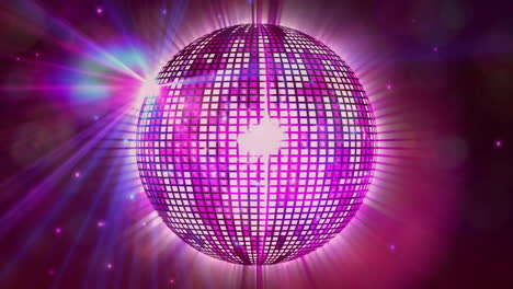 rotating pink disco ball glowing with lights in animated background
