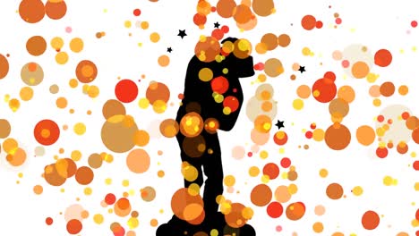 manchas móviles de luz de colores con hombre bailando y estrellas