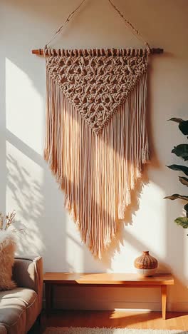 beige macrame wall hanging decor