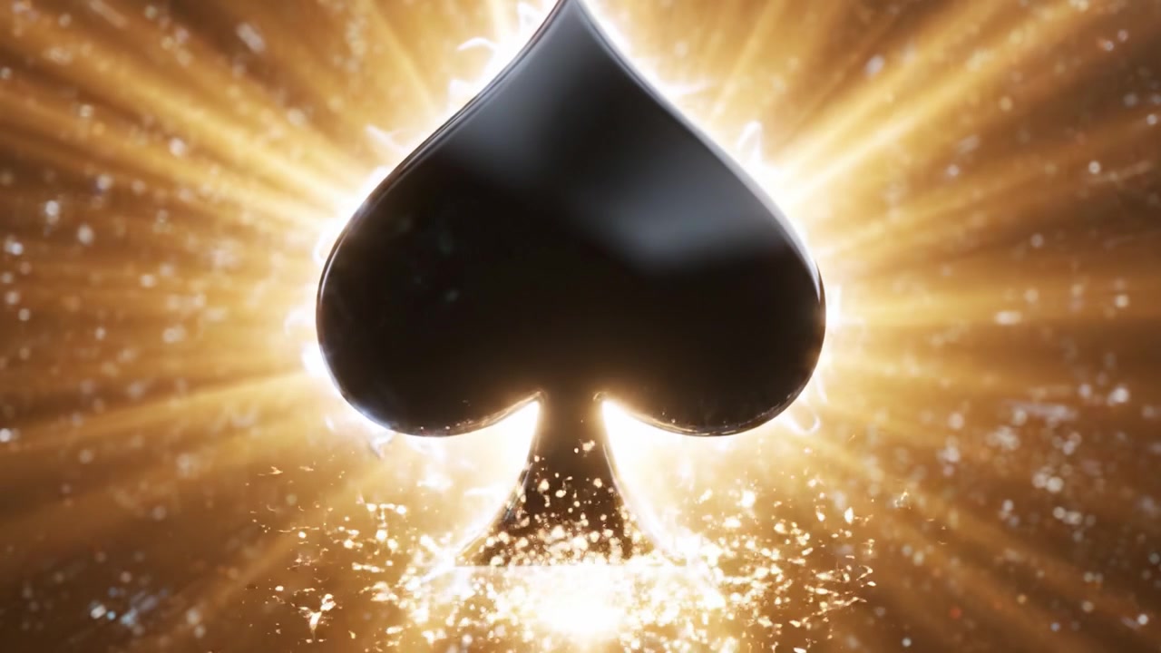 A Stunning Visual Transition from Cosmic Depths to an Electrifying Showcase of the Iconic Spade Symbol, Illuminated with Sparkling Effects and Dynamic Energy.