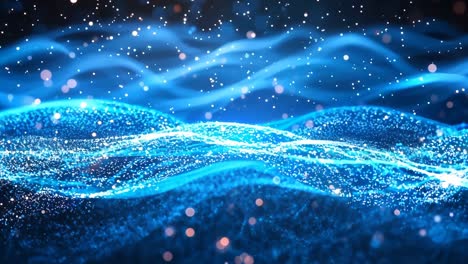a blue wave with a lot of sparkles on it. the sparkles are scattered all over the wave, giving it a dreamy and ethereal appearance