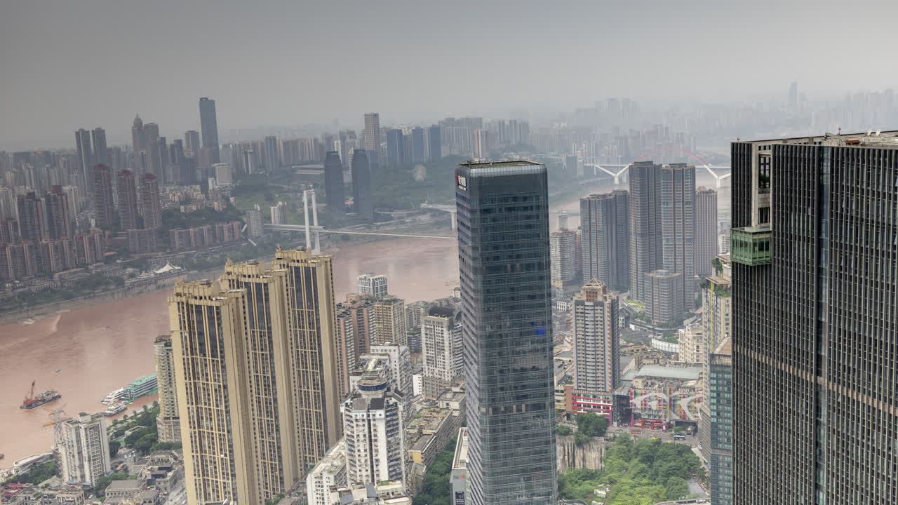 Timelapse of the amazing Chongqing city skyline from a high vantage point