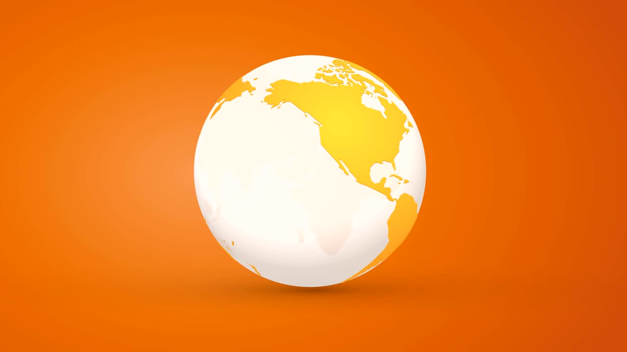 오렌지색 지구 지구는 끝없는 루프로 회전합니다.