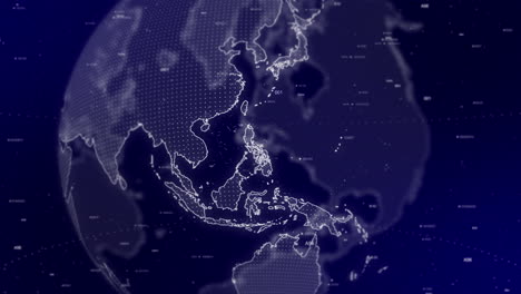 a cinematic video background showcases a digital globe rotating, zooming in on philippines country