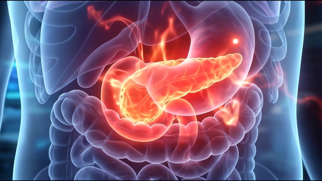 Medical Animation of Inflamed Pancreas in Human Body