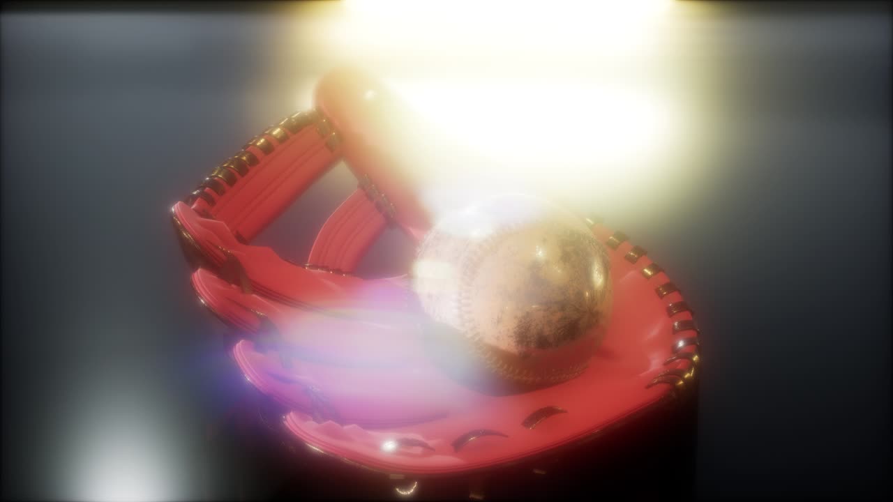 béisbol y guante en fondo oscuro