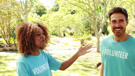 volunteers having fun in park