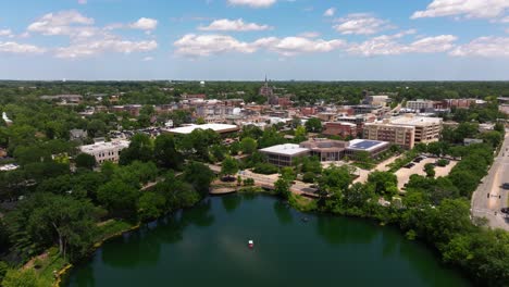 amazing aerial view above downtown naperville, illinois