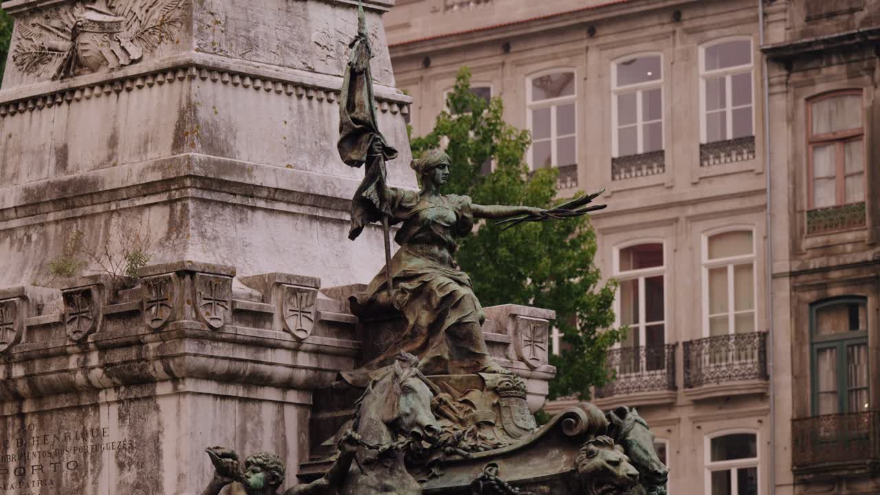 Statue Of Prince Henry the Navigator In Jardim do Infante Dom Henrique In Porto, Portugal. Close-up Shot