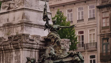 statue of prince henry the navigator in jardim do infante dom henrique in porto, portugal. close-up shot