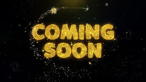 coming soon graphic design with fireworks