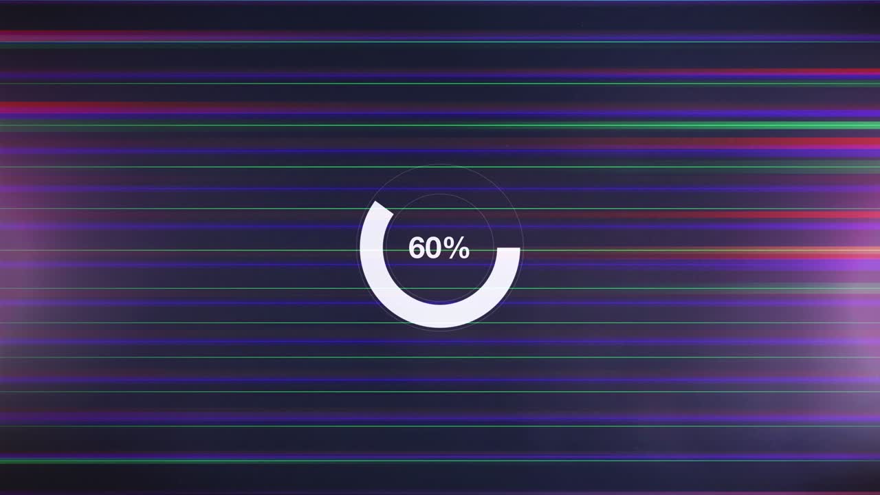 Loading progress pie from zero to hundred percent with glitch effect