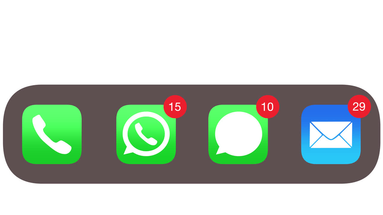 Various Mobile app alert counter icons increase rapidly Zoom animation