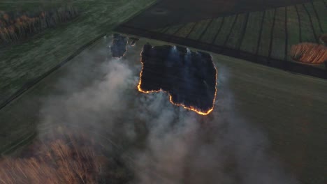 aerial view of a field fire