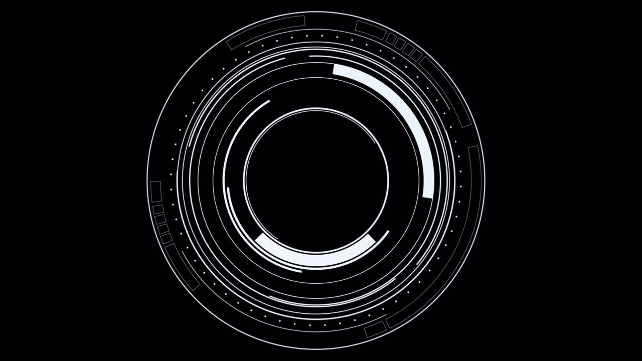 animación de bucle de la tecnología círculos hud con canal alfa, renderización 3d.