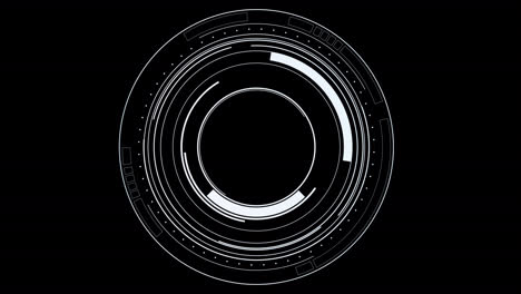 animación de bucle de la tecnología círculos hud con canal alfa, renderización 3d.