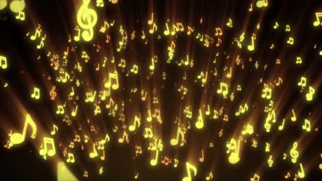 golden music notes explosion