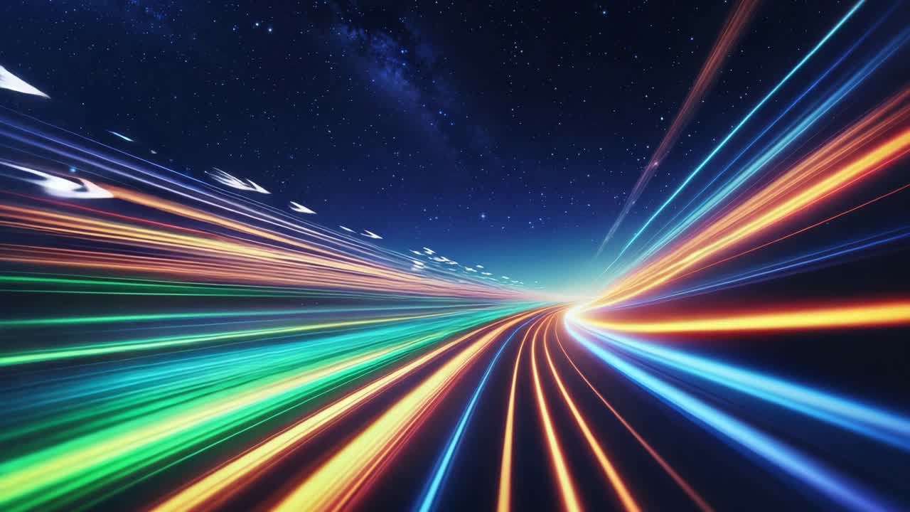 Futuristic Light Trails in the Night Sky