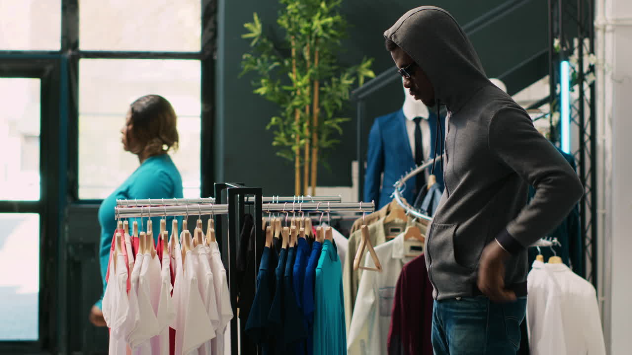 ladrón robando ropa de moda